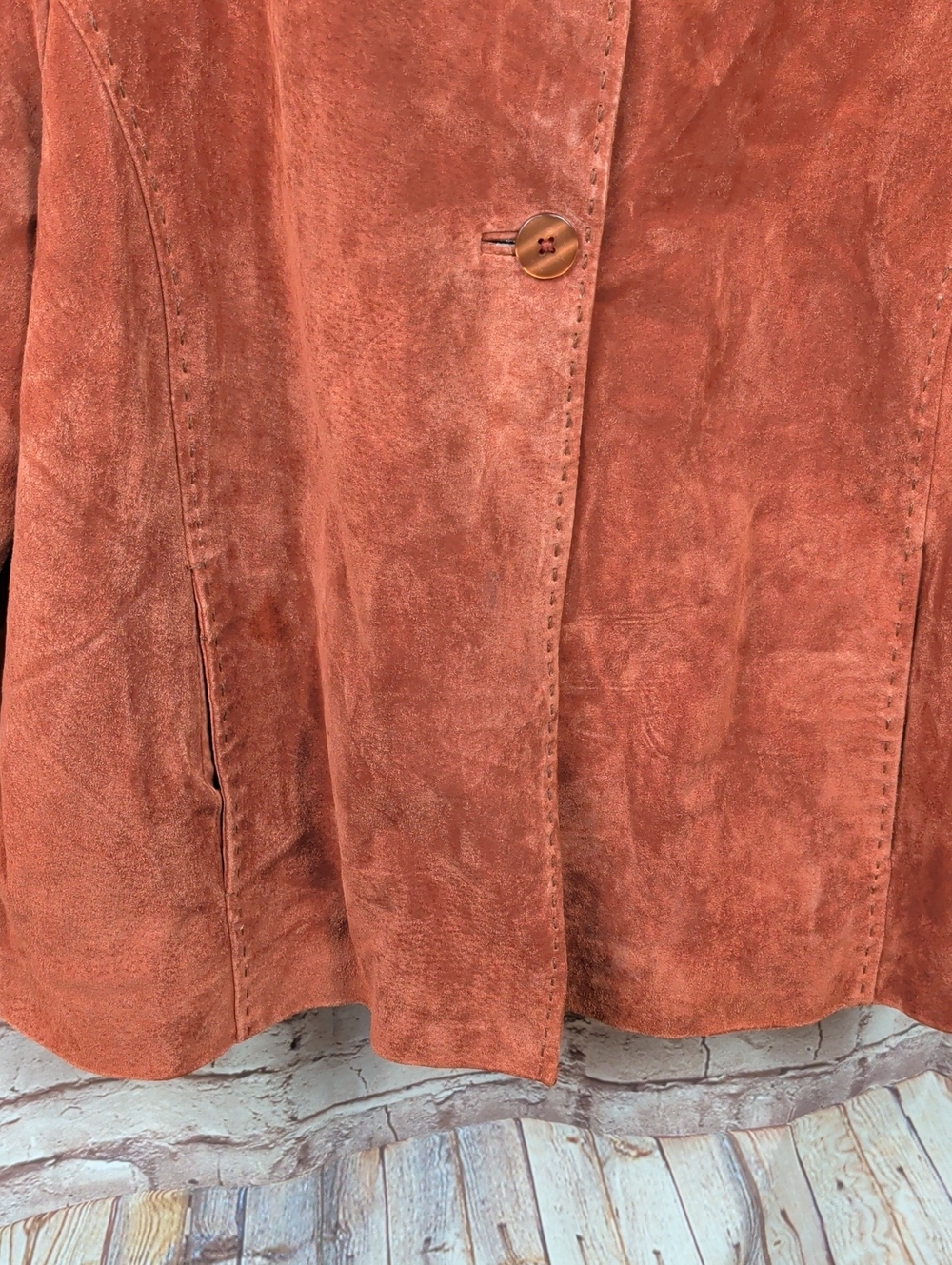Coldwater Creek Women's Rust Suede Leather Button-Front Jacket 1x - Picture 2 of 5
